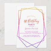 Waterverf Geometrische 1e Verjaardag Uitnodiging (Voorkant / Achterkant)