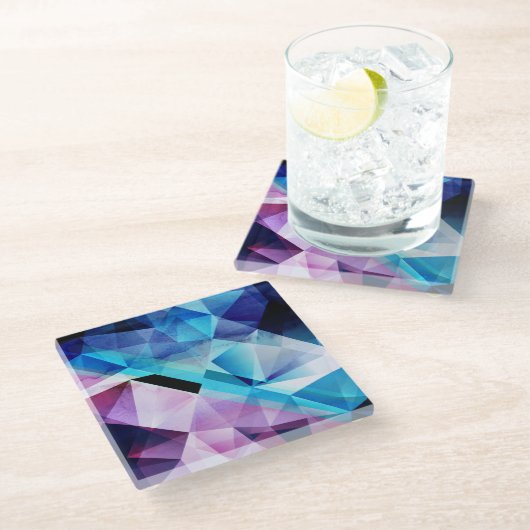 Waterverf Geometrische Abstracte achtergrond Glazen Onderzetter (Schuin)