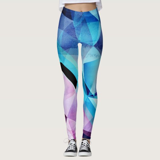 Waterverf Geometrische Abstracte achtergrond Leggings (Voorkant)
