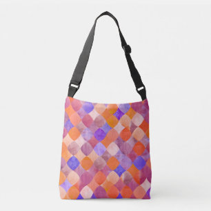 Waterverf geometrische, Arabische visschalen. Crossbody Tas