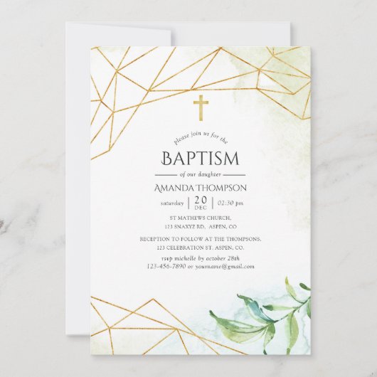 Waterverf Geometrische baptisme Kaart (Voorkant)