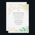 Waterverf Geometrische bat Mitzvah Kaart<br><div class="desc">De rendy vleermuis mitzvah nodigt met gouden geometrische lijst uit die snel en gemakkelijk aan uw gebeurtenisspecificaties worden aangepast.</div>