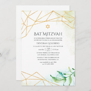 Waterverf Geometrische bat Mitzvah Kaart