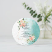 Waterverf Geometrische Blush Roze Bloemen Bruiloft Kaart (Staand voorkant)