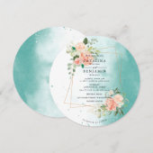 Waterverf Geometrische Blush Roze Bloemen Bruiloft Kaart (Voorkant / Achterkant)