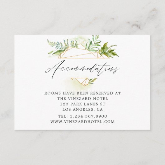 Waterverf Geometrische Crystal bruiloft accommodat Informatiekaartje (Voorkant)