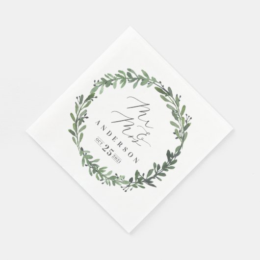 waterverf geometrische details servet met bladmoti (Hoek)