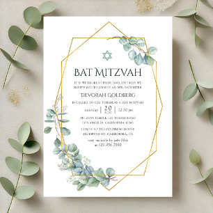 Waterverf Geometrische Eucalyptus Bat Mitzvah Kaart
