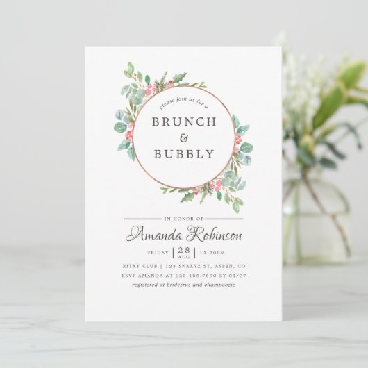 Waterverf Geometrische Eucalyptus Brunch en Bubble Kaart (Staand voorkant)