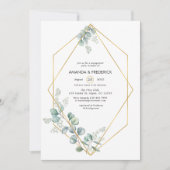 Waterverf Geometrische Eucalyptus Engagement Party Kaart (Voorkant)