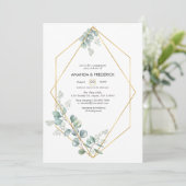 Waterverf Geometrische Eucalyptus Engagement Party Kaart (Staand voorkant)