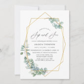 Waterverf Geometrische Eucalyptus Sip en See Party Kaart (Voorkant)