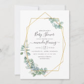 Waterverf Geometrische Eucalyptusbaby shower Kaart (Voorkant)