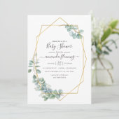 Waterverf Geometrische Eucalyptusbaby shower Kaart (Staand voorkant)