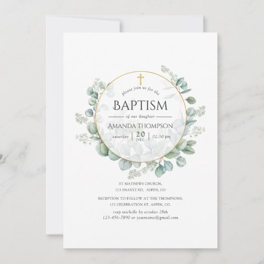 Waterverf Geometrische Eucalyptusbaptisme Kaart (Voorkant)