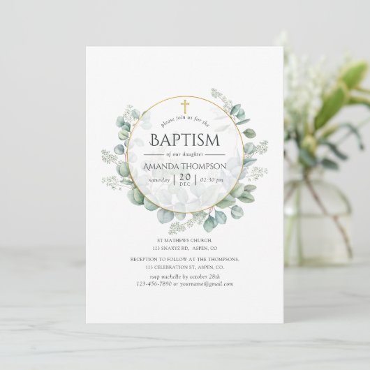 Waterverf Geometrische Eucalyptusbaptisme Kaart (Staand voorkant)