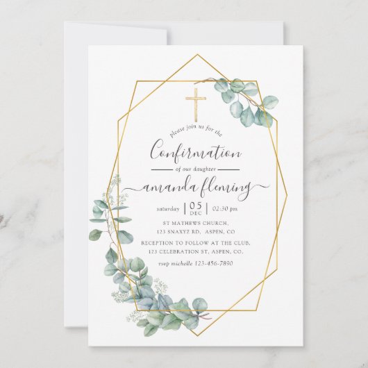 Waterverf Geometrische Eucalyptusbevestiging Kaart (Voorkant)