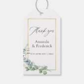 Waterverf Geometrische Eucalyptusbruiloft Cadeaulabel (Voorkant)