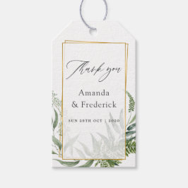 Waterverf Geometrische Eucalyptusbruiloft Cadeaulabel