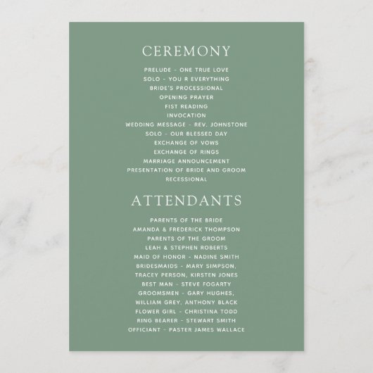 Waterverf Geometrische Eucalyptusbruiloft Programmakaart (Achterkant)