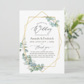 Waterverf Geometrische Eucalyptusbruiloft Programmakaart (Staand voorkant)
