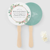 Waterverf Geometrische Eucalyptuskerstbruiloft Handwaaier (Voorkant en achterkant)