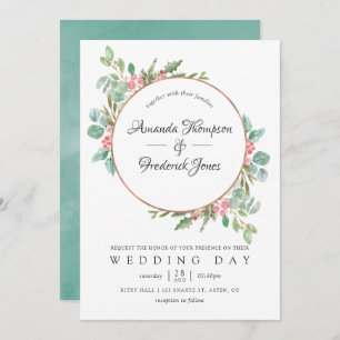 Waterverf Geometrische Eucalyptuskerstbruiloft Kaart