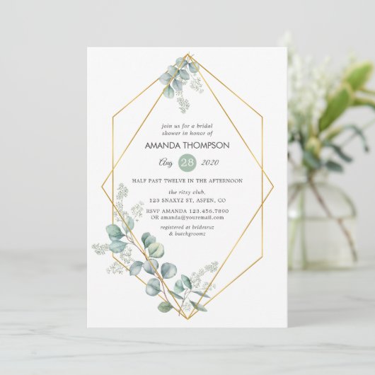 Waterverf Geometrische EucalyptusVrijgezellenfeest Kaart (Staand voorkant)