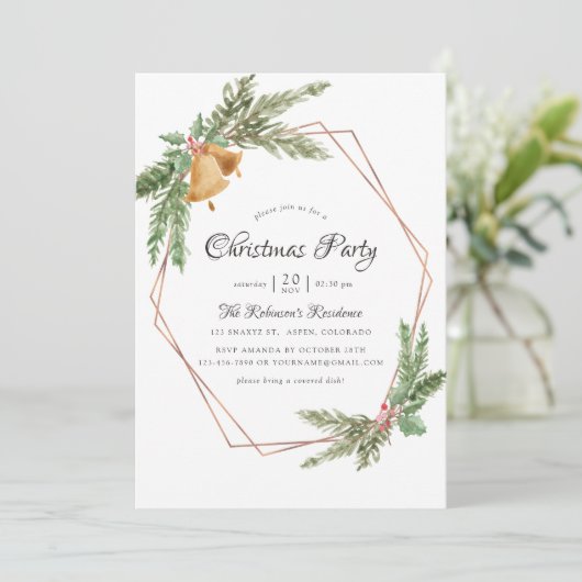 Waterverf Geometrische kerstfeestdag Kaart (Staand voorkant)