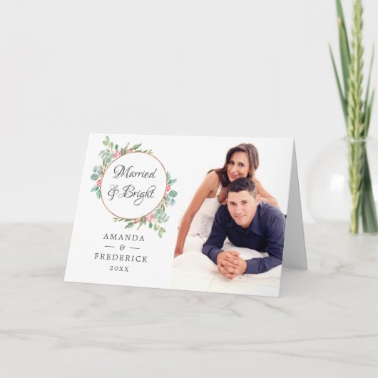 Waterverf Geometrische Kerstmis Getrouwd en Helder Feestdagen Kaart (Voorkant)