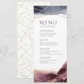 Waterverf geometrische moderne trouwkaart in schem menu (Voorkant / Achterkant)