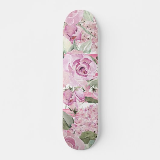 Waterverf geometrische pastelgroene roze roze roze persoonlijk skateboard (Voorkant)