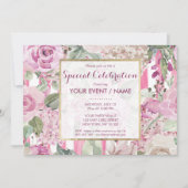 Waterverf geometrische roze Groene bloemige Evenem Kaart (Voorkant)