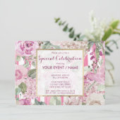 Waterverf geometrische roze Groene bloemige Evenem Kaart (Staand voorkant)