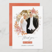 Waterverf geometrische terracotta bruiloft foto bedankkaart (Voorkant / Achterkant)