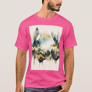 Waterverf Geometrische vormen bergen T-shirt