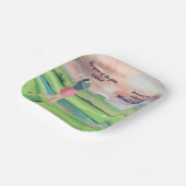 Waterverf Gepensioneerd Golf Vrouw op de Groene Papieren Bordje (Gebogen)