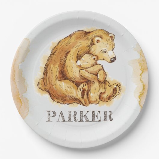 Waterverf gepersonaliseerd Beer Papieren Bordje (Voorkant)
