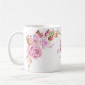 Waterverf gepersonaliseerd monogram voor Floral Koffiemok (Links)