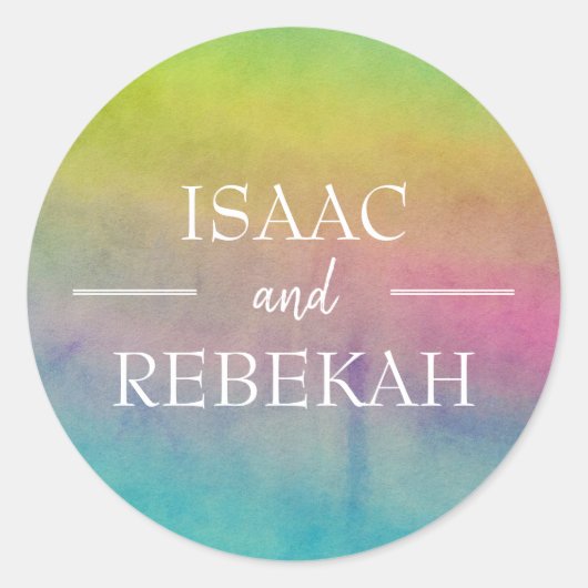 Waterverf gepersonaliseerde bruiloft ronde sticker (Voorkant)