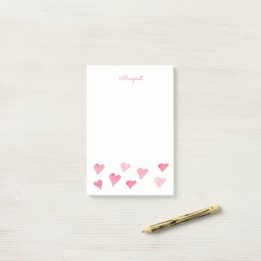 Waterverf Gepersonaliseerde Elegant Boho Post-it® Notes (Op bureau)