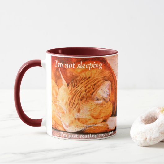 Waterverf Gepersonaliseerde Ginger Cat Mok (Met donut)