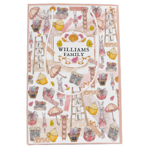 Waterverf gepersonaliseerde herfst Thanksgiving Medium Cadeauzakje