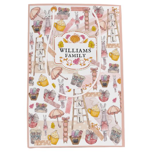 Waterverf gepersonaliseerde herfst Thanksgiving Medium Cadeauzakje (Voorkant)