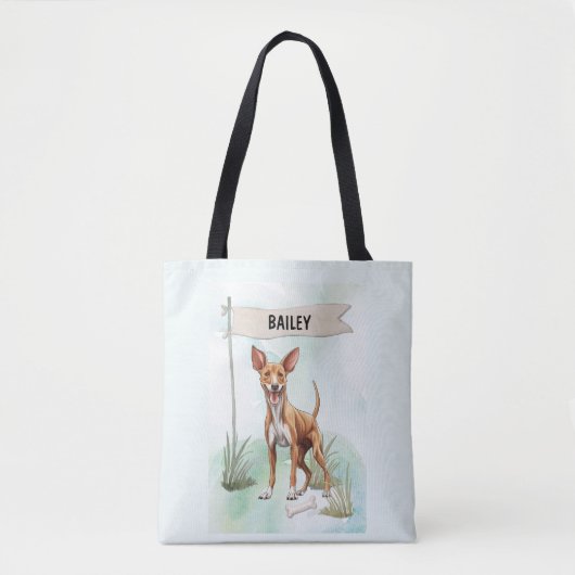 Waterverf Gepersonaliseerde Hond Pharaoh Hound Tote Bag (Voorkant)