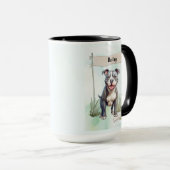Waterverf Gepersonaliseerde Hond Pit Bull Terrier Mok (Voorkant rechts)
