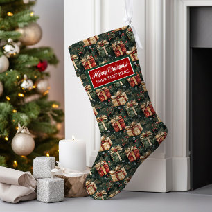 Waterverf Gepersonaliseerde Kerst Kous  Grote Kerstsok