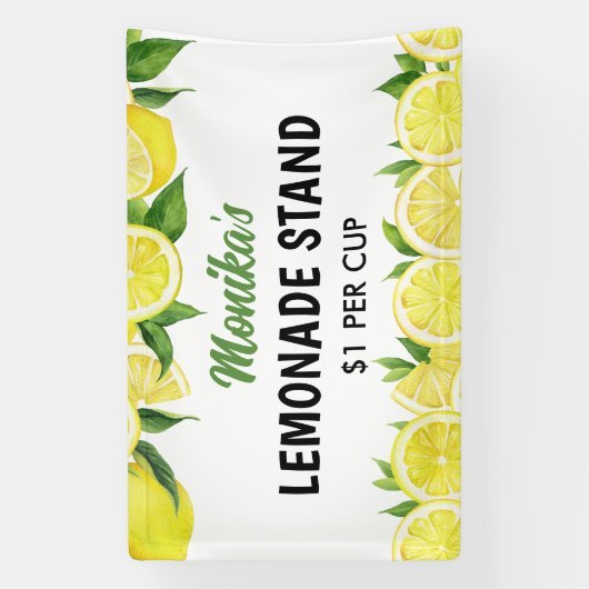 Waterverf gepersonaliseerde limonade stand spandoek (Verticaal)