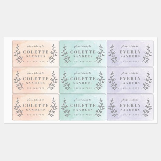 Waterverf Gepersonaliseerde naam Labels (Vel)