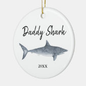 Waterverf Gepersonaliseerde papa Shark Kerstmis Keramisch Ornament (Links)